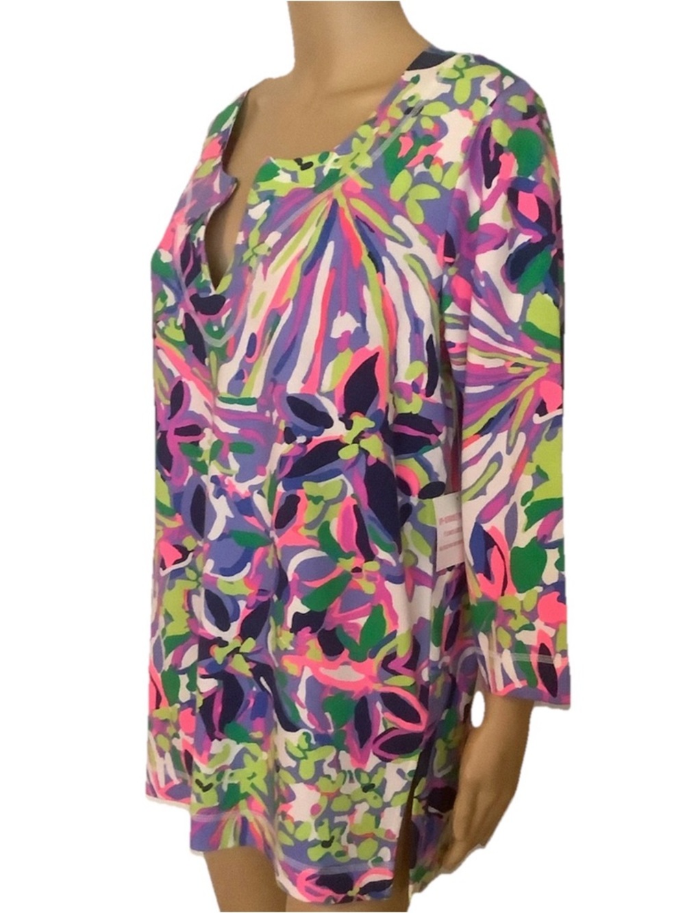 Lilly Pulitzer Floral Split-Neck Tunic Top - Multicolor size L nwt - Picture 6 of 13
